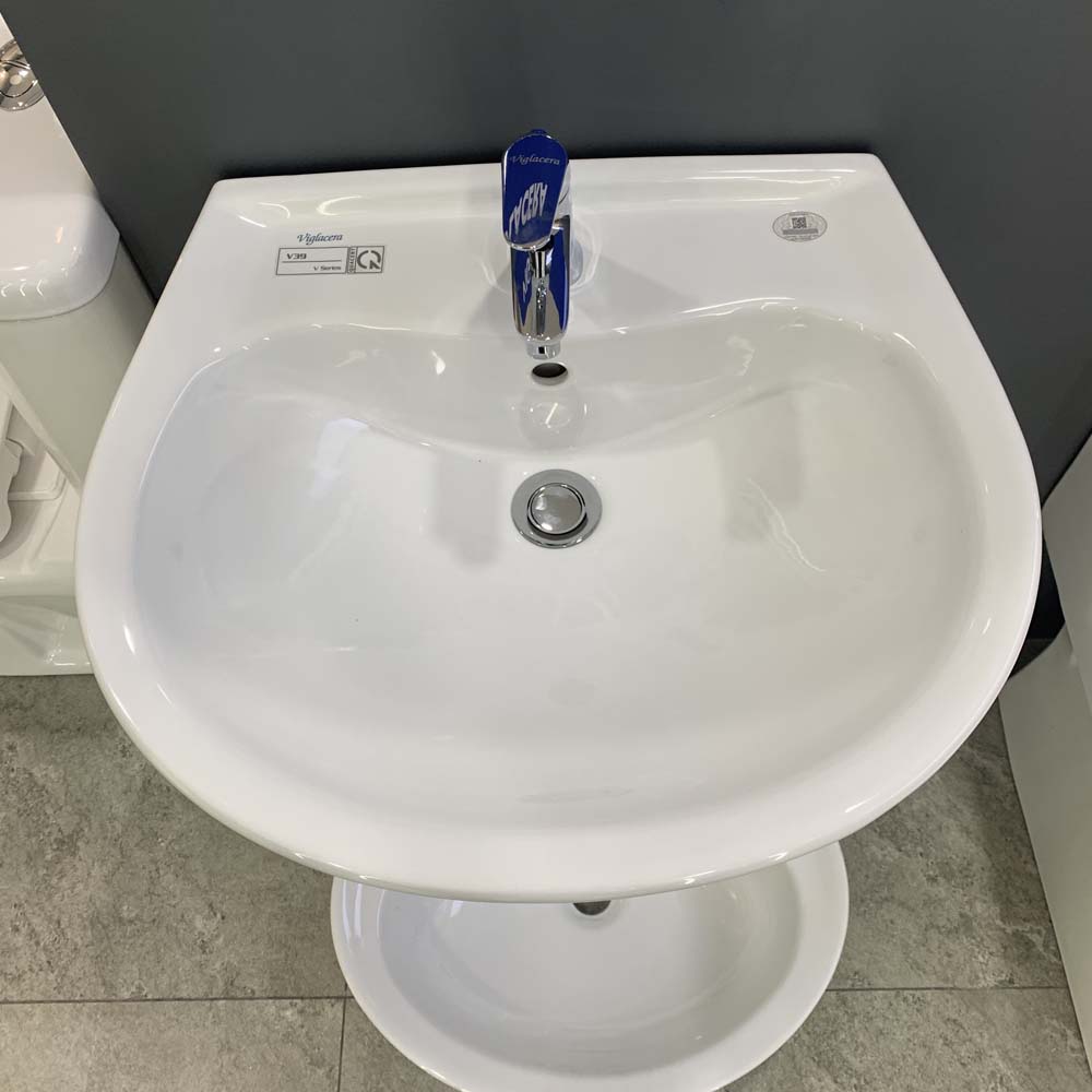 Chậu rửa lavabo treo tường Viglacera V39 chân lửng - 8