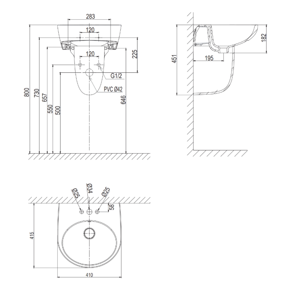 Chậu rửa lavabo treo tường Viglacera V511 - 2