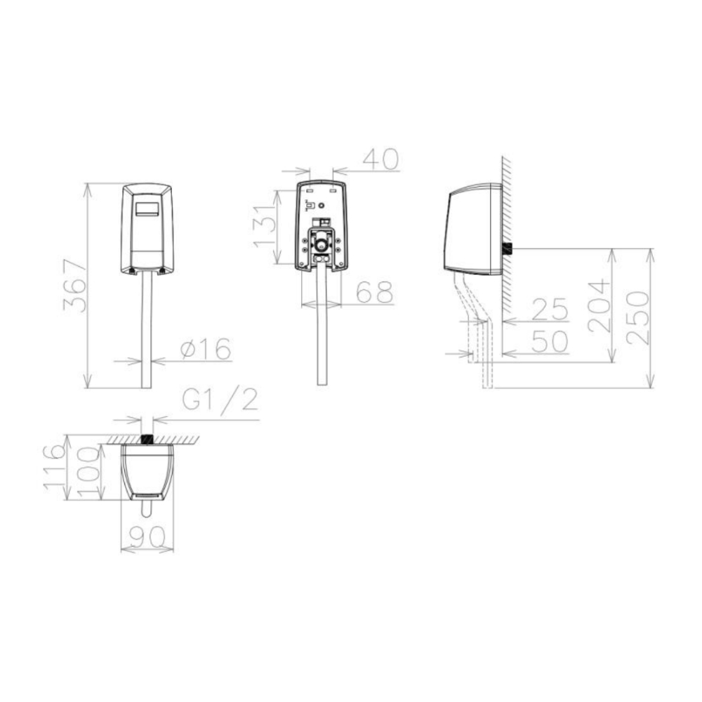 Bộ xả tiểu cảm ứng dương tường dùng pin Viglacera VG842 - 10