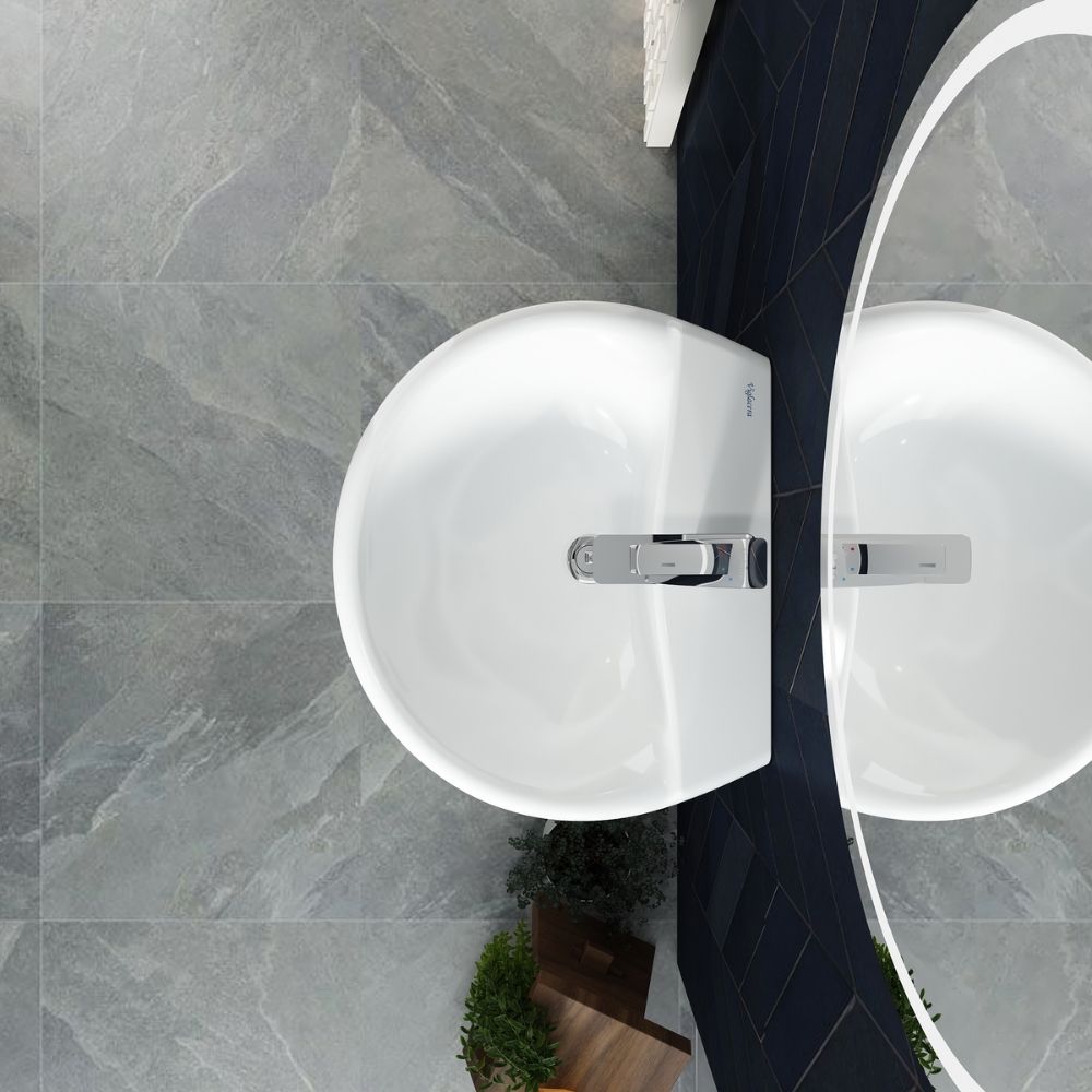 Chậu rửa lavabo treo tường Viglacera VI5 chân lửng - 6
