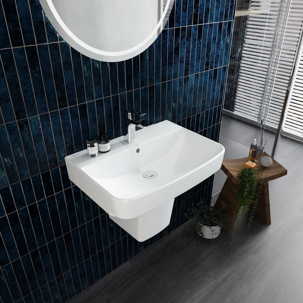 Chậu rửa lavabo treo tường Viglacera V58 chân lửng - 5