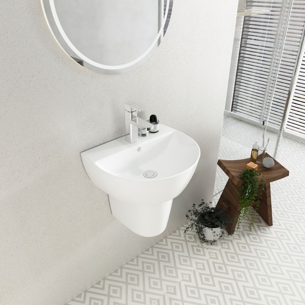 Chậu rửa lavabo treo tường Viglacera V37 chân lửng - 3