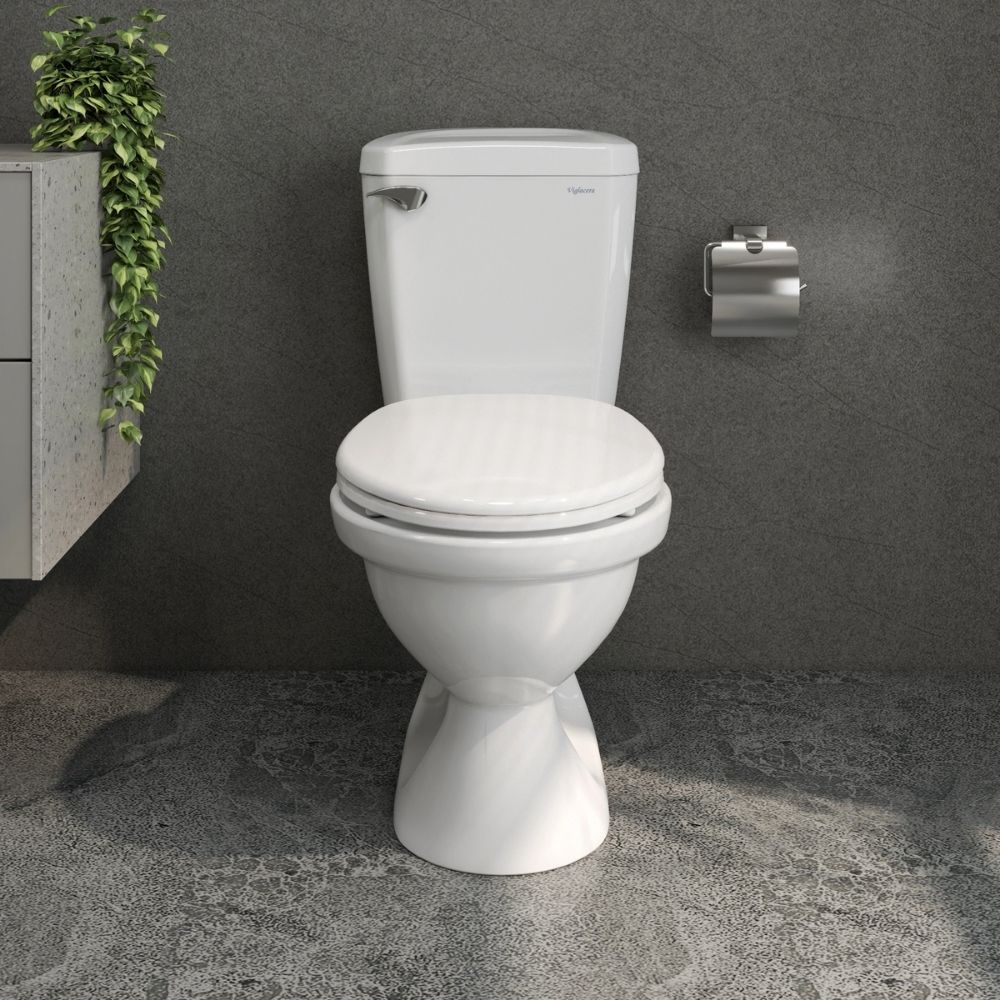 Bồn cầu 2 khối Viglacera VI77 nắp thường (+ lavabo VTL2) - 5