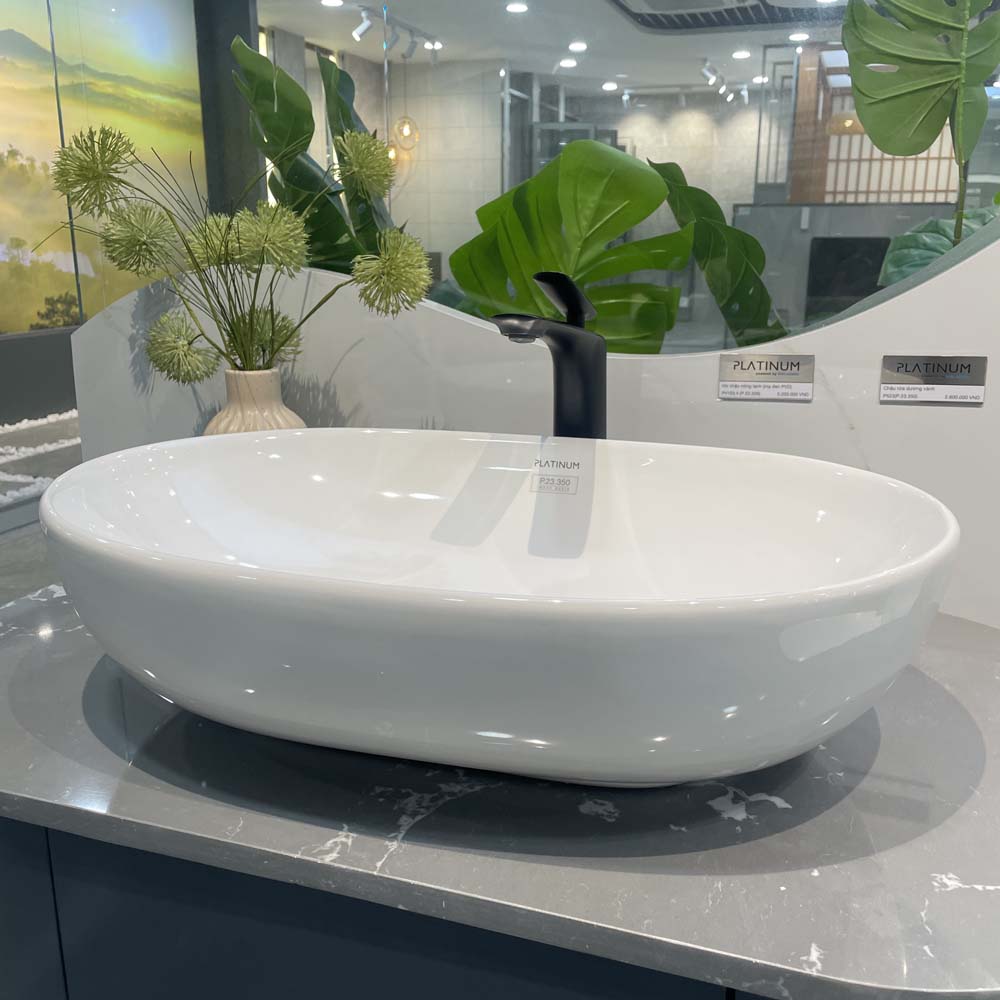 Chậu lavabo đặt bàn Viglacera Platinum P.23.350 - 5