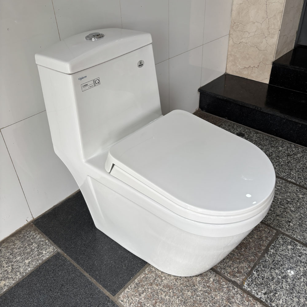 Bồn cầu 1 khối Viglacera V35M nắp êm xả xoáy (+ vòi xịt VG826) - 3