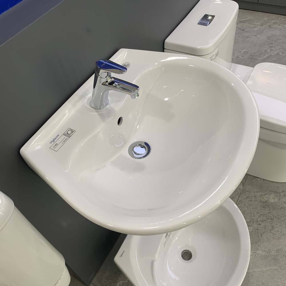 Chậu rửa lavabo treo tường Viglacera V39 chân lửng - 9
