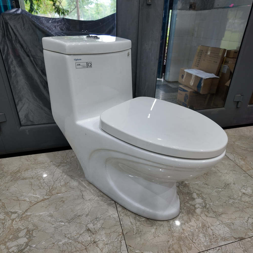 Bồn cầu 1 khối Viglacera V39 nắp êm xả thẳng (+ vòi xịt VG826) - 4