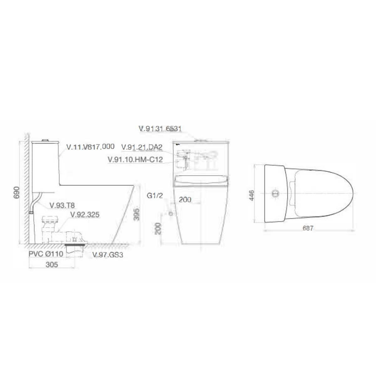 Bồn cầu 1 khối Viglacera V817-NAPV867 nắp êm - 2