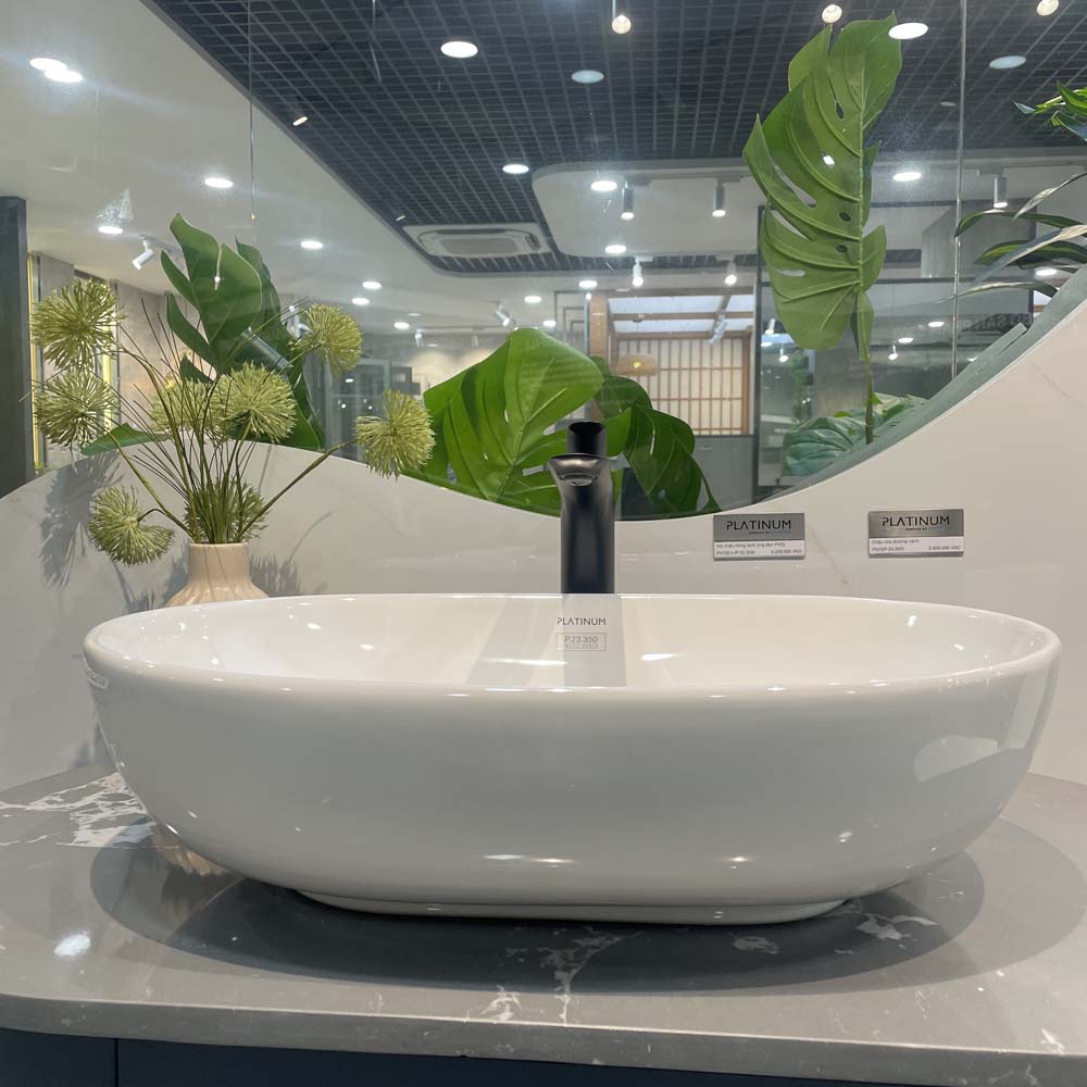Chậu lavabo đặt bàn Viglacera Platinum P.23.350 - 4