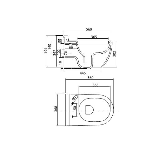 Bồn cầu treo tường Viglacera V51KA nắp êm - 2