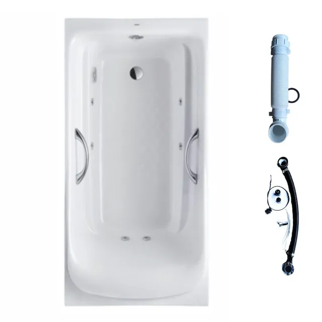 Bồn tắm massage TOTO PPYK1760ZRHPNE#P TVBF412 DB505R-2B ngọc trai 1m7 tay vịn gồm bộ xả thải