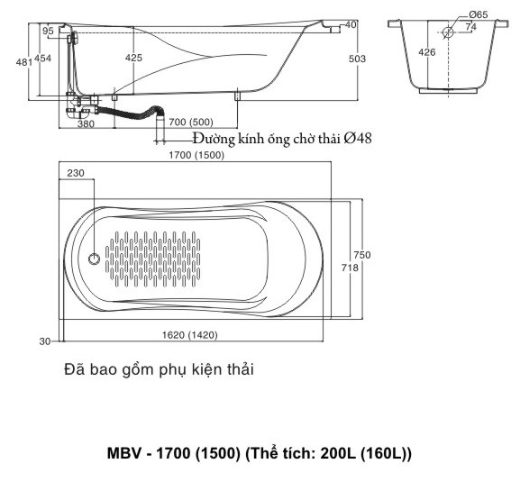 Bồn tắm galaxy Inax MBV-1500 (MBV1500)