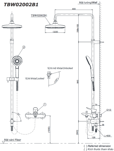 Bộ sen cây nóng lạnh TOTO TBW02002BA TBG02302VA TBW02017A TBW02002BA/TBG02302VA/TBW02017A - 3