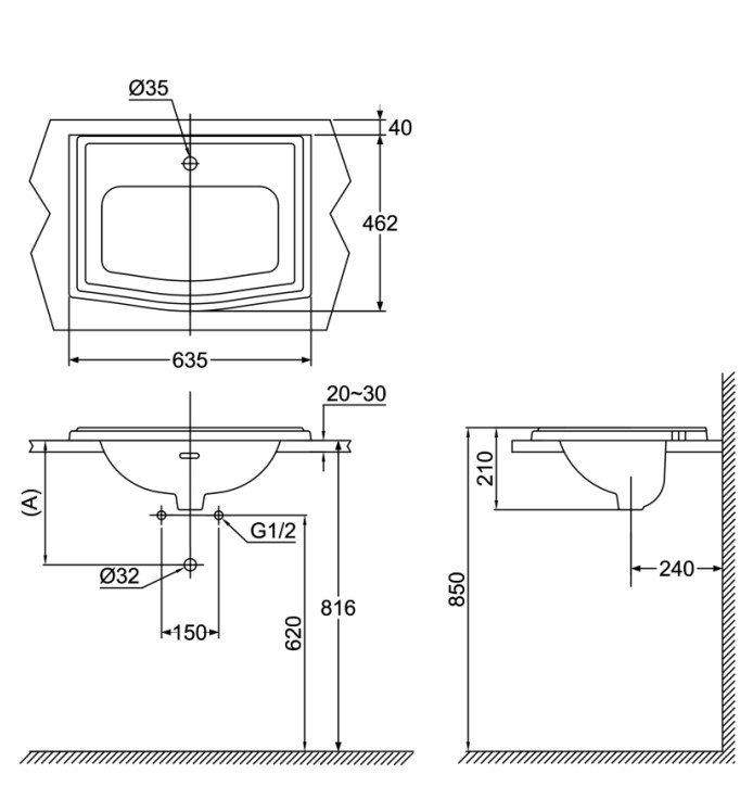 Chậu lavabo dương vành TOTO LW781CJ LW781CJ#W - 4