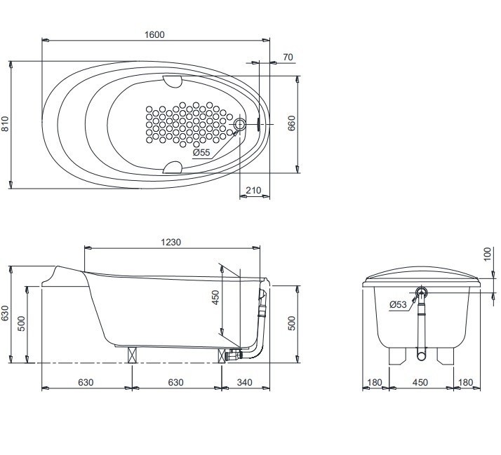 Bồn tắm TOTO PPY1610PTE#P ngọc trai 1m6 - 3