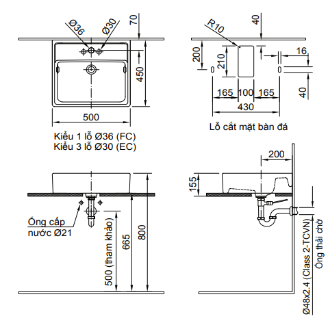 Chậu rửa lavabo đặt bàn INAX L-293VEC (L293VEC) L-293VEC/BW1 - 3