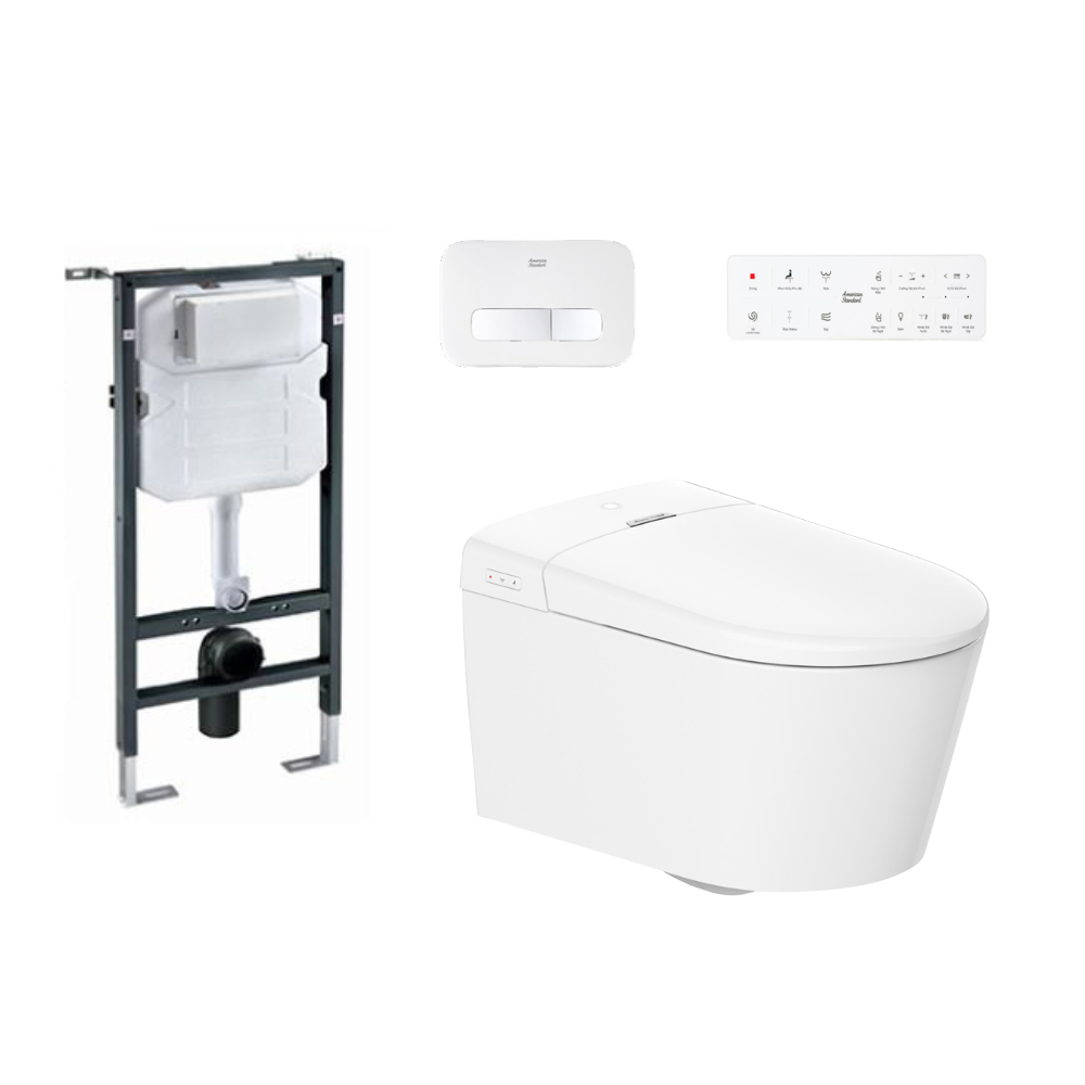 Bồn cầu treo tường nắp điện tử thông minh dòng Aero-Lite American Standard 1073919990 (103032BL00+103026SH00) 1073919990