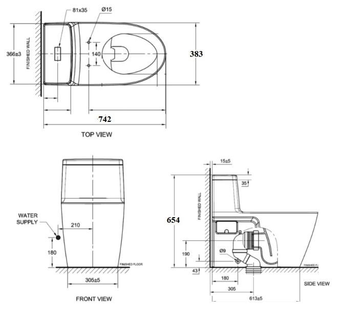Bồn cầu 1 khối American Standard VF-1808PR (VF1808PR) nắp điện tử VF-1808PR - 2