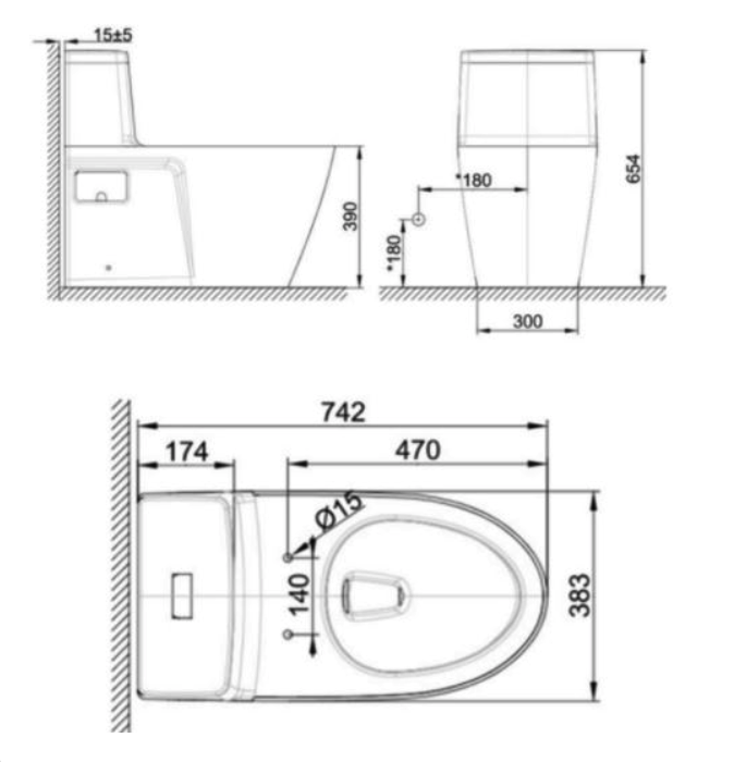 Bồn cầu 1 khối American Standard VF-1808TPL (VF1808TPL) nắp điện tử VF-1808TPL - 2