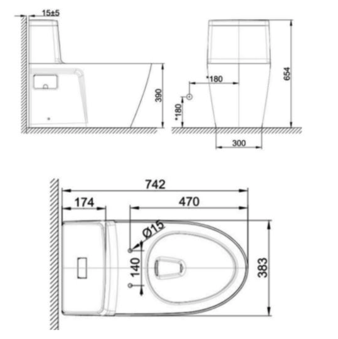 Bồn cầu 1 khối American Standard VF-1808TPR (VF1808TPR) nắp điện tử VF-1808TPR - 2