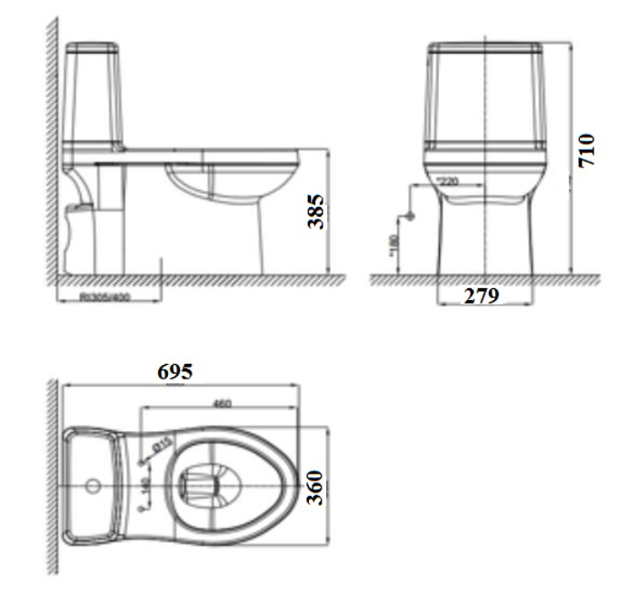 Bồn cầu 1 khối American Standard VF-1858S3 (VF1858S3) nắp rửa cơ Slim 3 VF-1858S3 - 2
