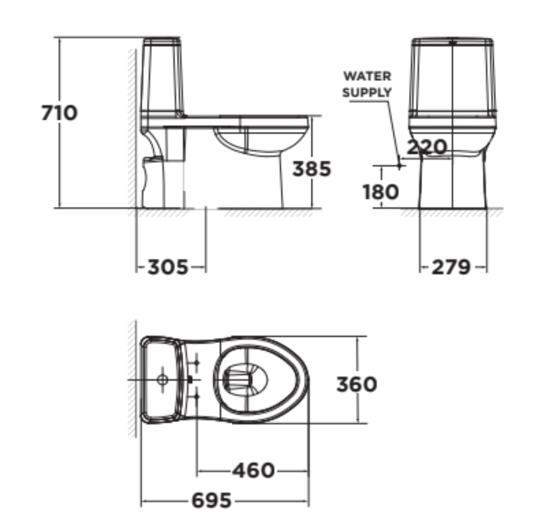 Bồn cầu 1 khối American Standard VF-1858SW (VF1858SW) nắp rửa cơ M4A839 VF-1858SW - 2