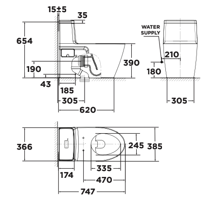 Bồn cầu 1 khối American Standard VF-1808E (VF1808E) nắp êm dòng Acacia SupaSleek VF-1808E - 2