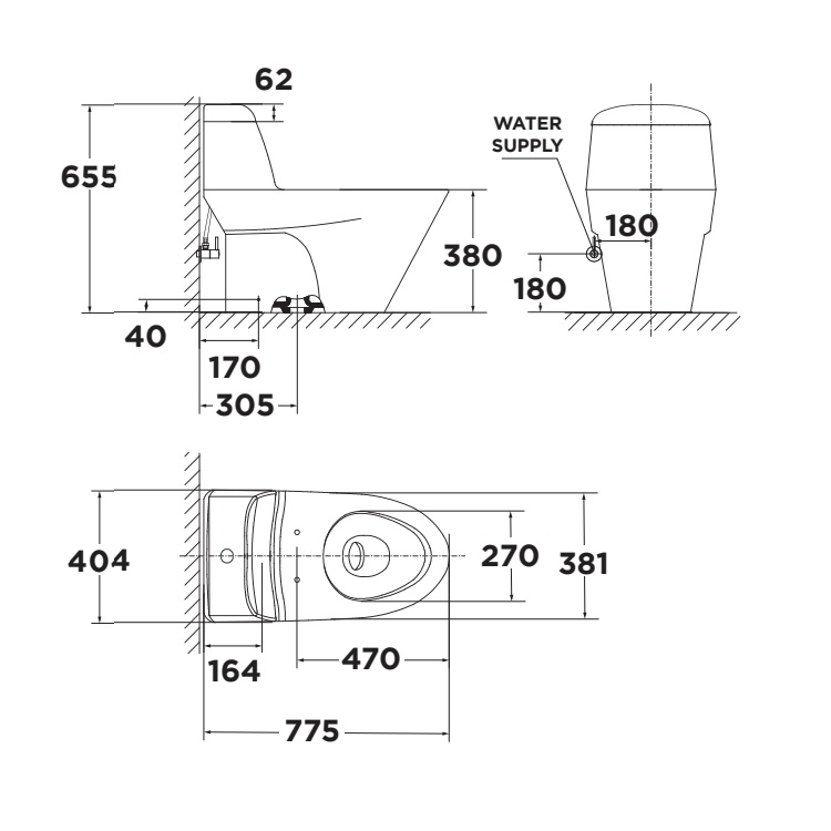 Bồn cầu 1 khối American Standard VF-2011S (VF2011S) nắp rửa cơ Slim VF-2011S - 3