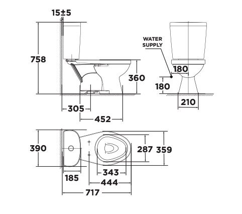 Bồn cầu 2 khối American Standard VF-2397S3 (VF2397S3) nắp rửa cơ Slim 3 VF-2397S3 - 3