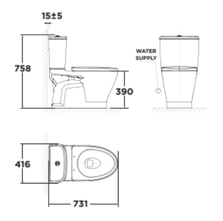 Bồn cầu 2 khối American Standard VF-2162SW (VF2162SW) nắp rửa cơ M4A839 VF-2162SW - 2