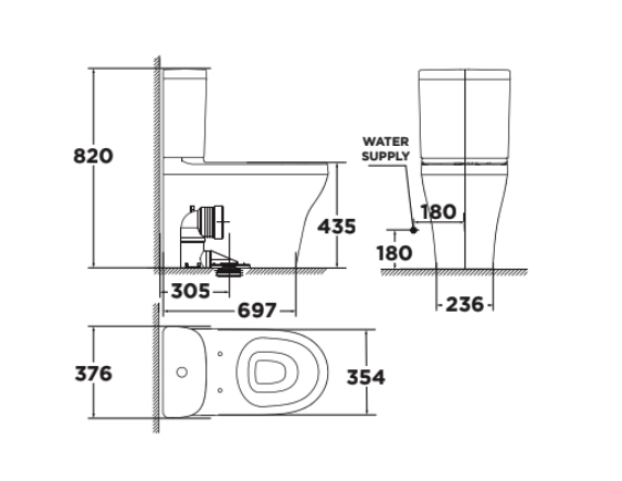 Bồn cầu 2 khối American Standard 2309-WT (2309WT) nắp êm dòng Cygnet 2309-WT - 2