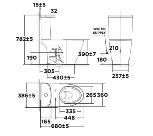 Bồn cầu 2 khối American Standard 2407-WT (2407WT) nắp êm dòng Compact Codie 2407-WT - 2