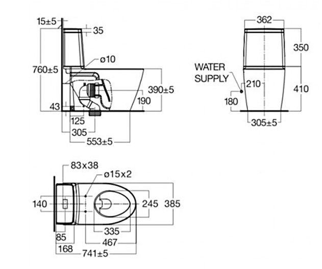Bồn cầu 2 khối American Standard 2307-WT (2307WT) nắp êm 2307-WT - 3