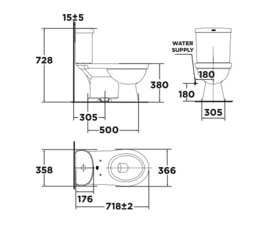 Bồn cầu 2 khối American Standard VF-2013S (VF2013S) nắp rửa cơ Slim VF-2013S - 3