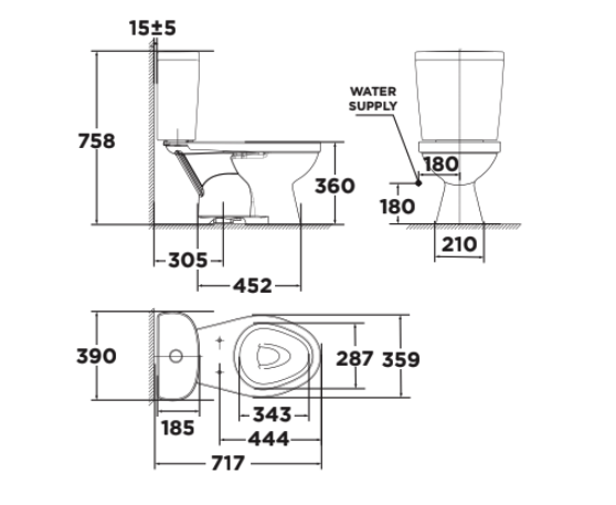 Bồn cầu 2 khối American Standard VF-2397SL (VF2397SL) nắp êm dòng Winplus+ VF-2397SL - 2