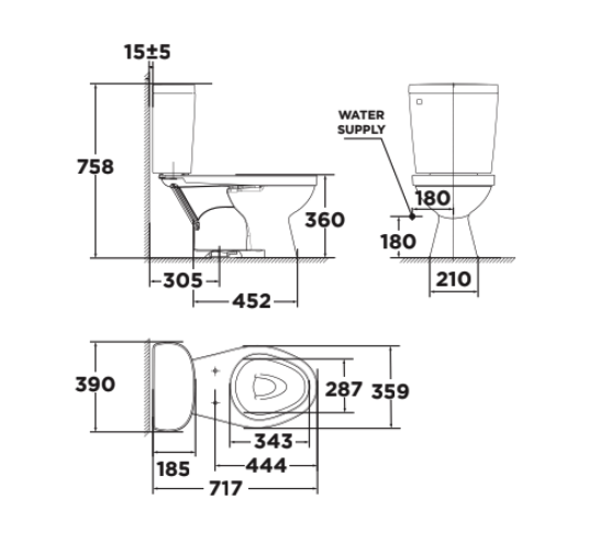 Bồn cầu 2 khối American Standard VF-2398 (VF2398) nắp thường VF-2398 - 2