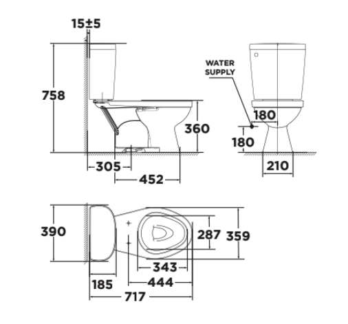 Bồn cầu 2 khối American Standard VF-2398SL (VF2398SL) nắp êm VF-2398SL - 2