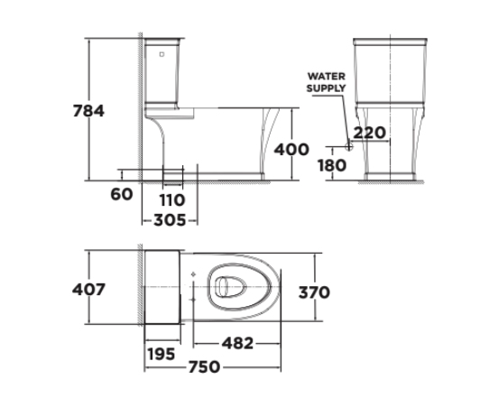 Bồn cầu 2 khối American Standard VF-2781 (VF2781) nắp êm dòng Kastello VF-2781 - 2