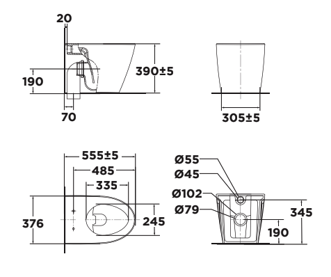 Bồn cầu đặt sàn American Standard 3229B-WT (3229BWT) (chưa gồm nắp) 3229B-WT - 2