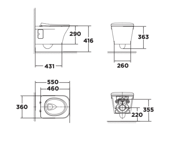Bồn cầu treo tường American Standard WP-2131 (WP2131) nắp êm dòng Kastello Square WP-2131 - 3