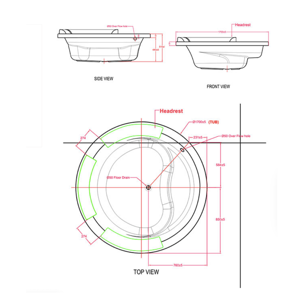 Bồn tắm xây IDS 1.7m American Standard 70200-WT (70200WT) - 2