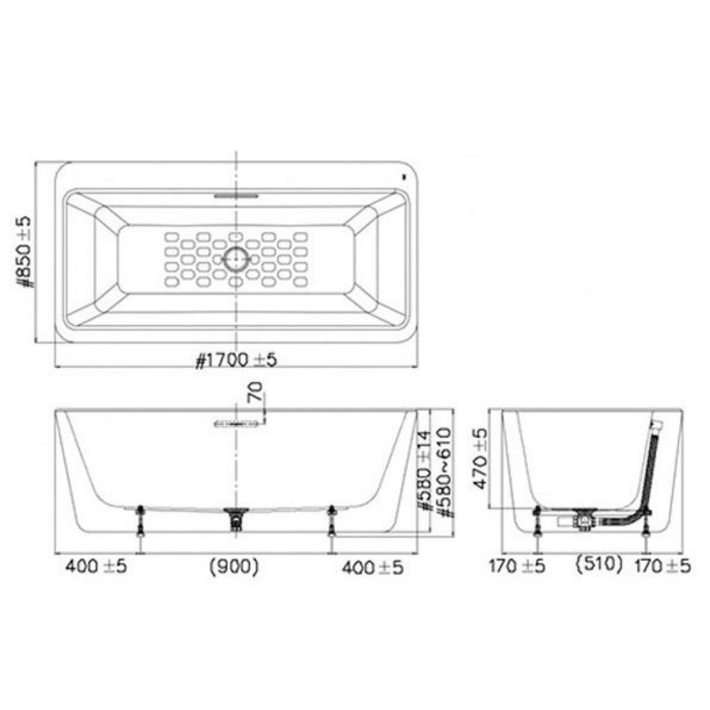 Bồn tắm đặt sàn Acacia E 1.7m American Standard BTAS6719 - 2