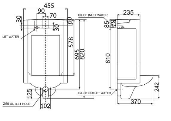 Bồn tiểu nam treo tường American Standard cảm ứng WP-6506 (WP6506) WP-6506 - 2