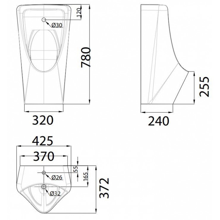 Bồn tiểu nam treo tường cảm ứng American Standard WP-6519AC (WP6519AC) WP-6519AC - 2