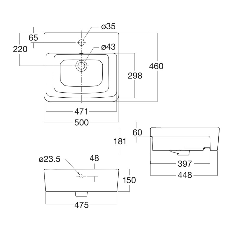 Chậu rửa mặt lavabo bán âm American Standard WP-F519 (WPF519) WP-F519 - 3