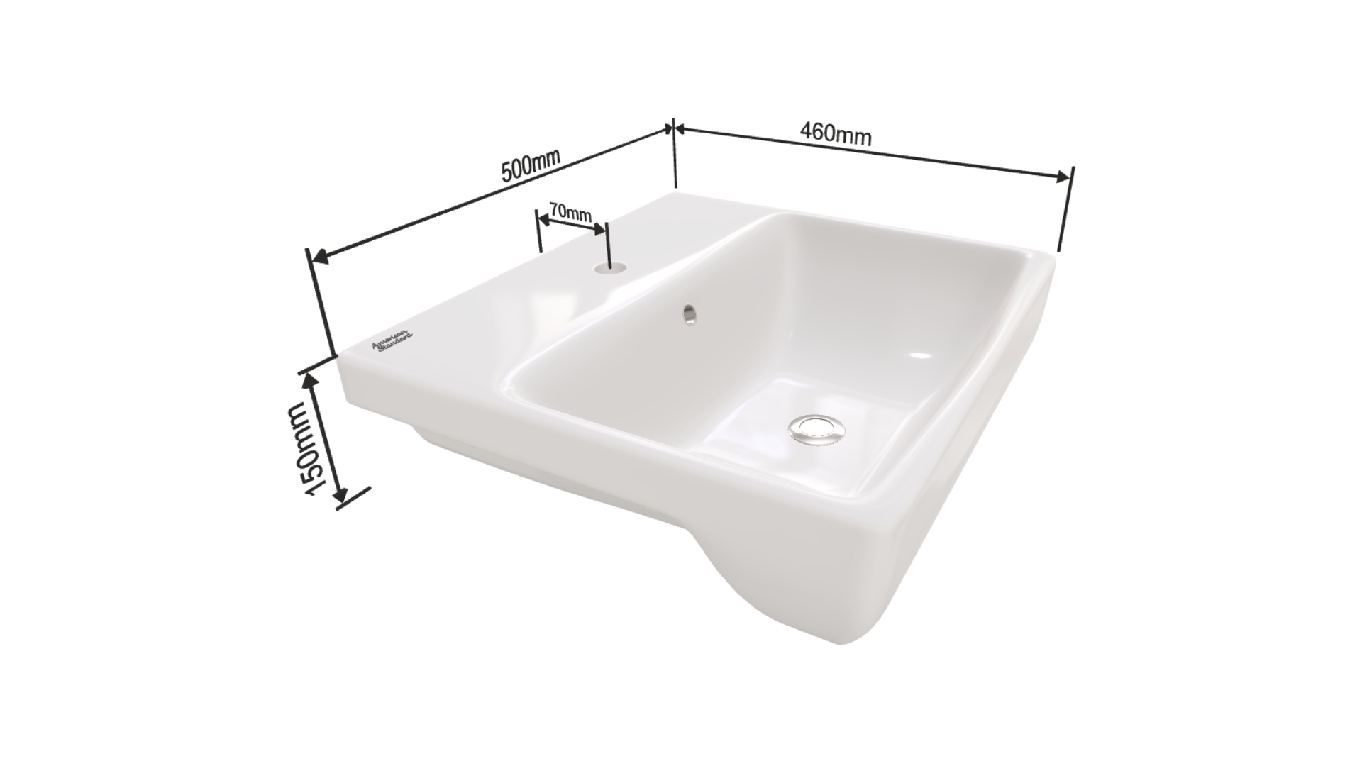 Chậu rửa mặt lavabo bán âm American Standard WP-F301 (WPF301) WP-F301 - 3
