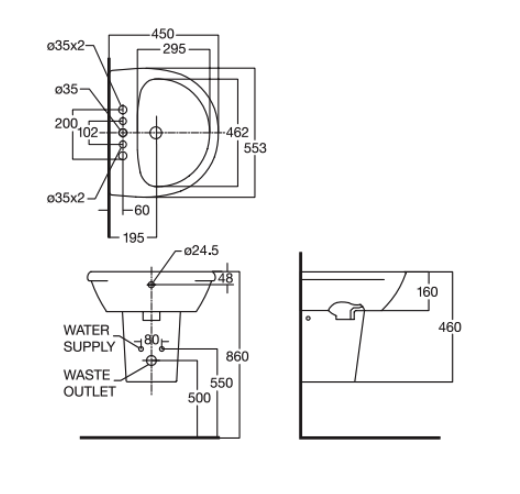 Chân chậu lavabo lửng American Standard 0712-WT (0712WT) 0712-WT - 2