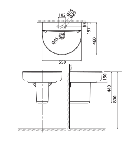Chân chậu lavabo lửng American Standard 0740-WT (0740WT) 0740-WT - 2