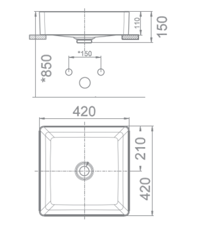 Chậu lavabo đặt bàn American Standard WP-F411 (WPF411) WP-F411 - 2