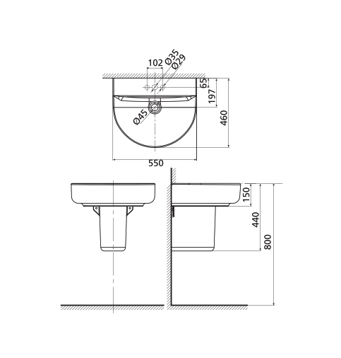 Chậu lavabo treo tường American Standard 0553-WT (0553WT) 0553-WT - 2